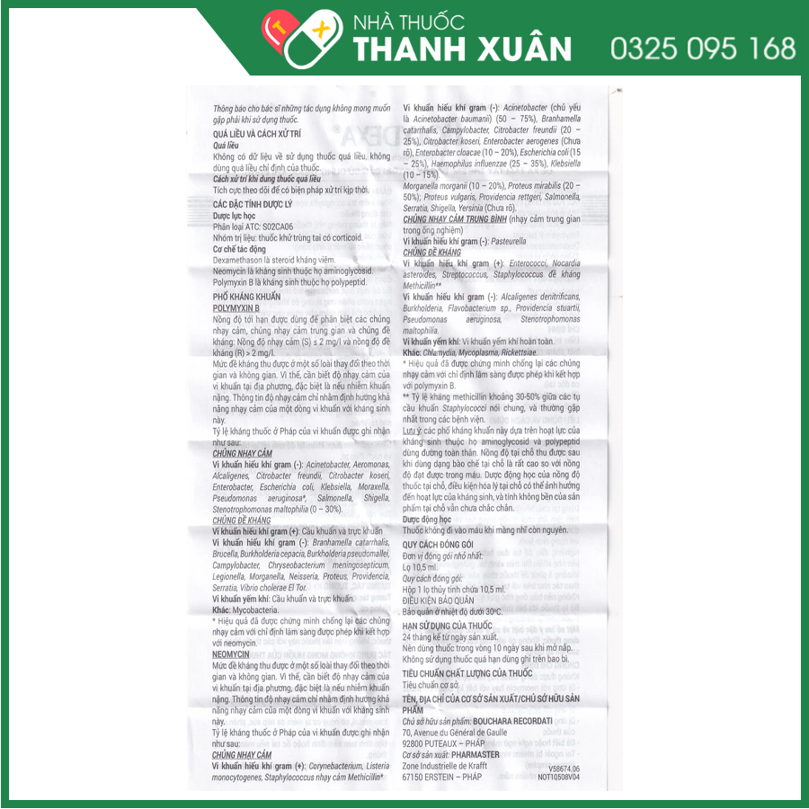 Polydexa thuốc nhỏ tai điều trị viêm tai ngoài do nhiễm khuẩn